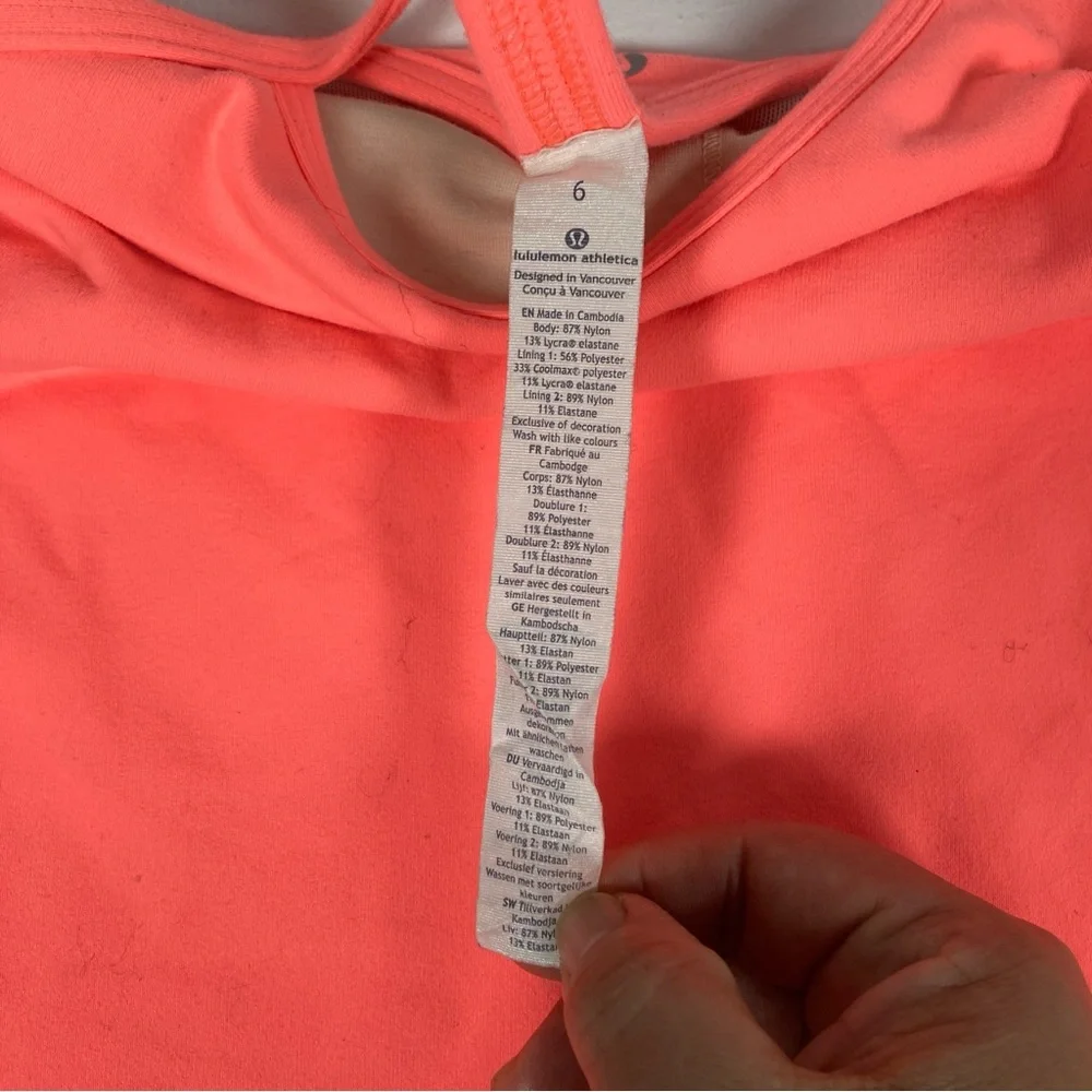 Lululemon Power Y Racerback Fitted Stretch Tank Red Sz 6 ( No Pads) - Picture 6 of 14